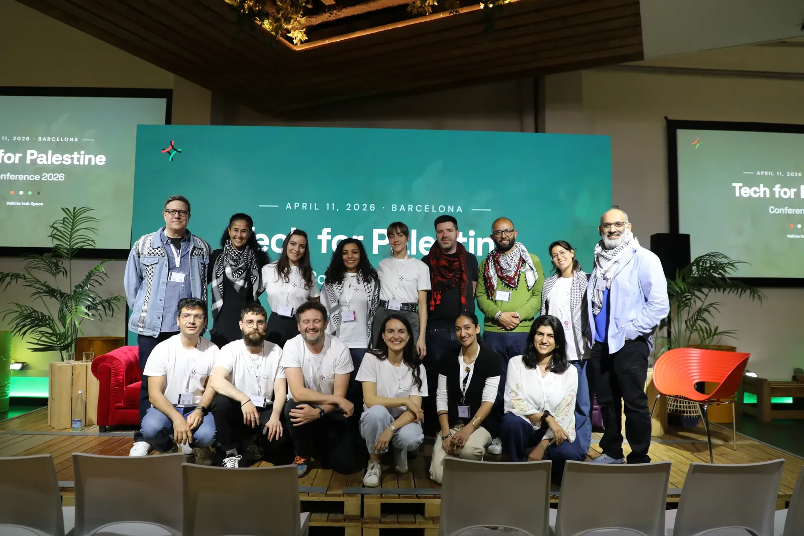 Tech for Palestine community gathered at the Barcelona conference, April 2026